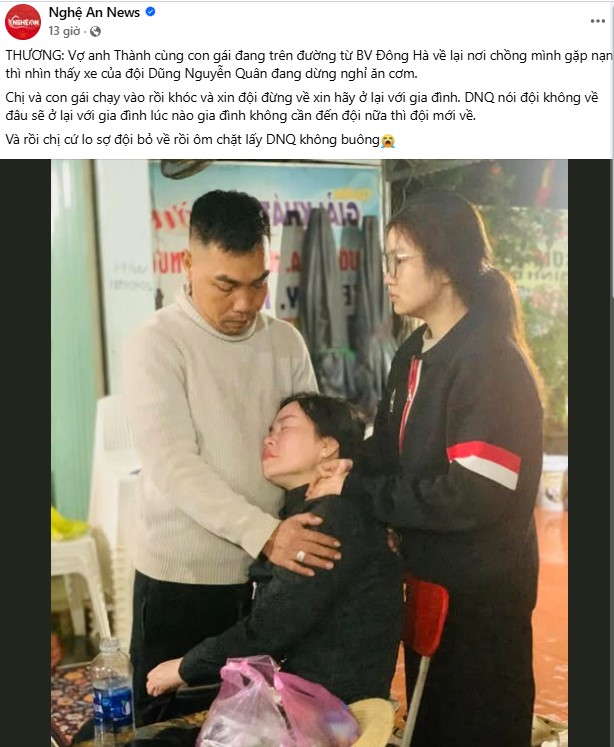 Vợ và con gái tài xế xe tải bị lũ cuốn ở Quảng Trị ôm chầm đội cứu hộ xin họ hãy ở lại với gia đình: Ai trong cảnh này mới hiểu